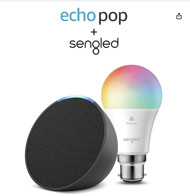 Alexa Echo Pop + LED Smart Light Bulb with 10 instant win prizes worth £75