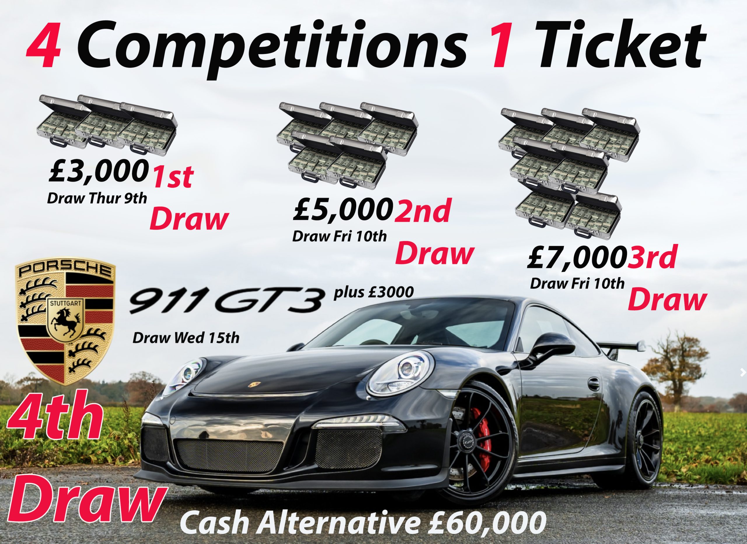 Won Win a Porsche 911 GT3 or £60,000 or 3 Massive cash Comps ending this week over £78,000 in prizes